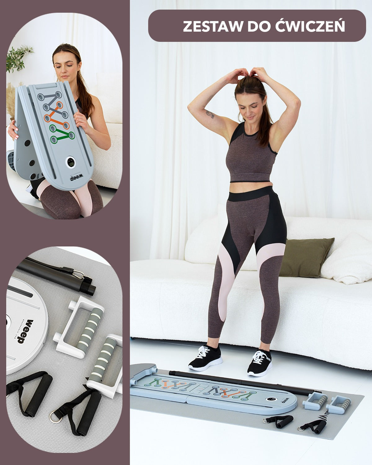 WIELOFUNKCYJNA DESKA DO PILATESU ĆWICZEŃ REFORMER WEEP ZESTAW TRENINGOWY