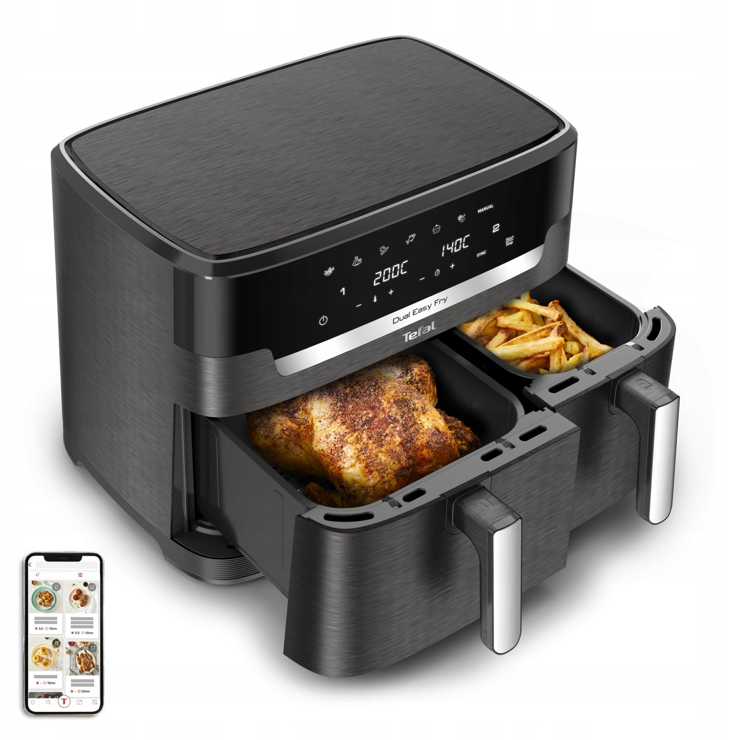 FRYTKOWNICA BEZTŁUSZCZOWA TEFAL EY942HE0 DUAL EASY FRY XXL AIR FRYER 2700W