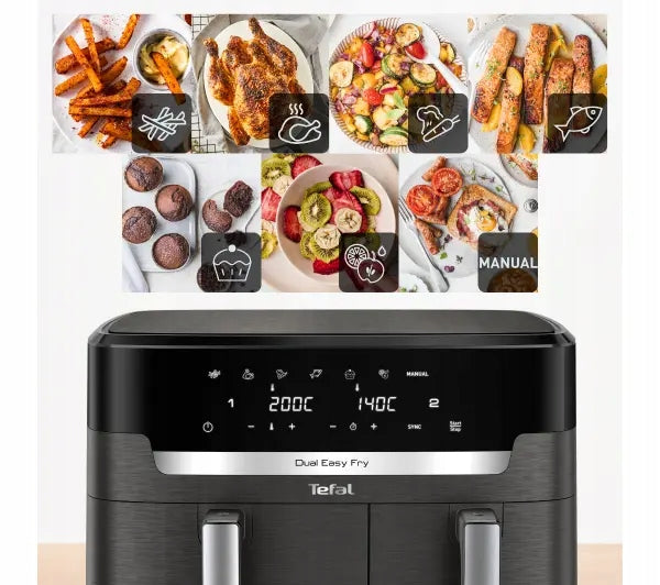 FRYTKOWNICA BEZTŁUSZCZOWA TEFAL EY942HE0 DUAL EASY FRY XXL AIR FRYER 2700W