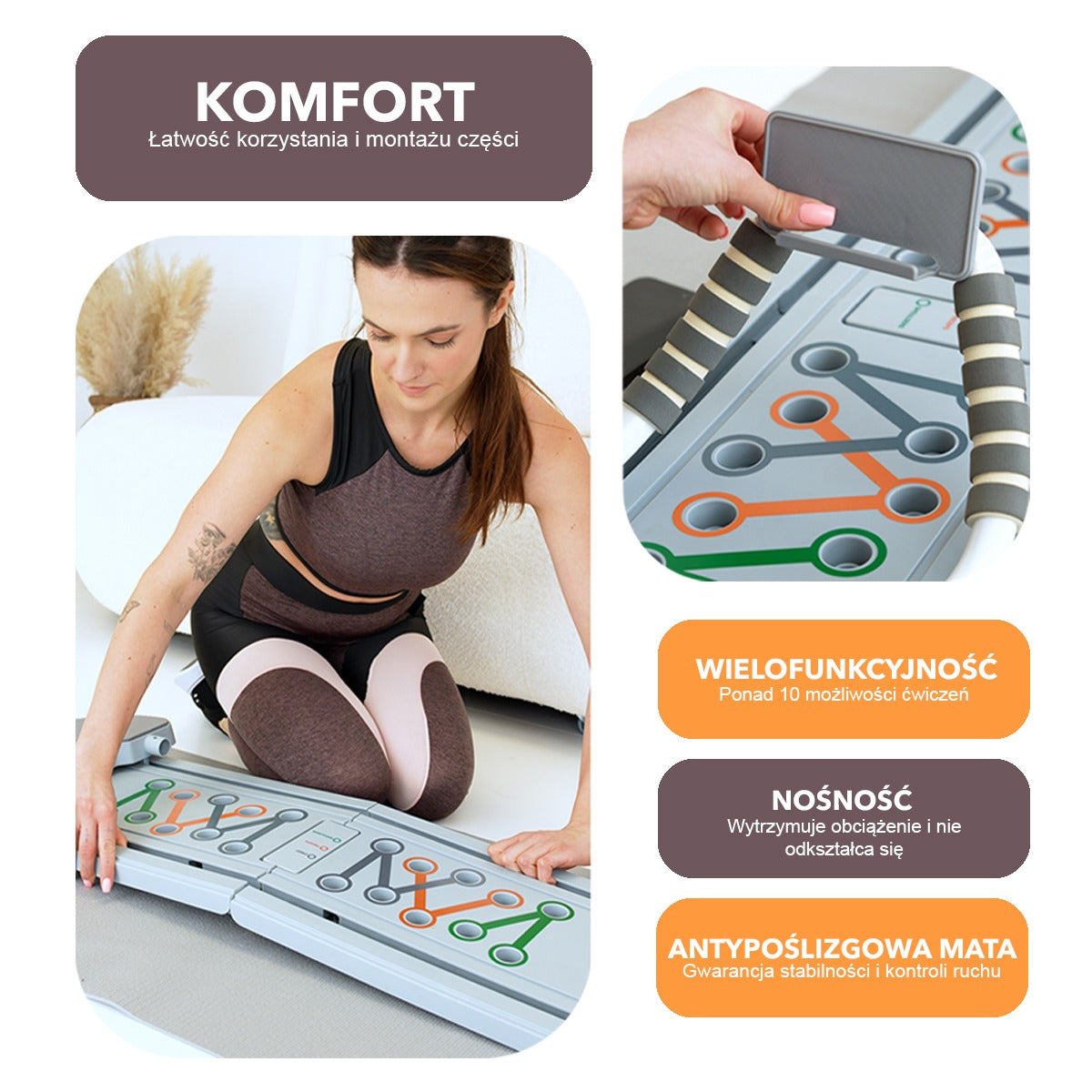 WIELOFUNKCYJNA DESKA DO PILATESU ĆWICZEŃ REFORMER WEEP ZESTAW TRENINGOWY